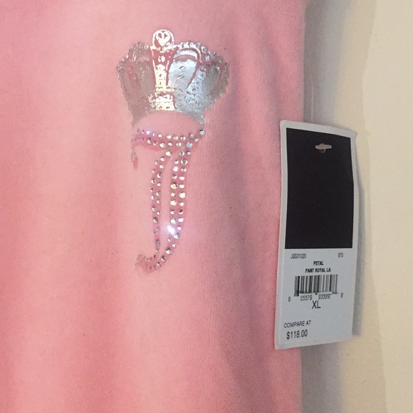 ‼️SALE‼️Juicy Couture Velour Petal Pink Pant Royal NWT XL - Picture 2 of 7